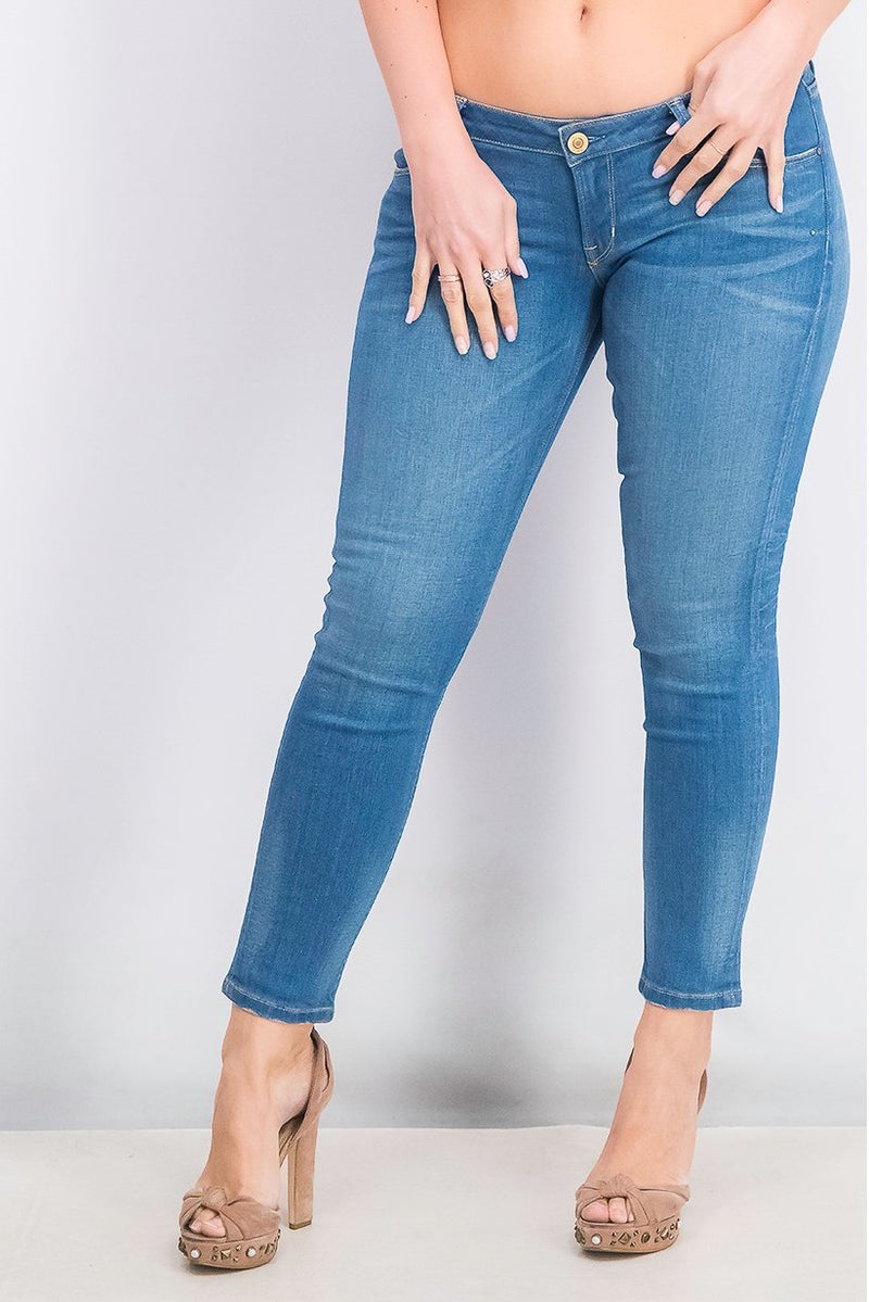 GUESS Women Belt Loops Plain Skinny Jeans, Blue - Image 1