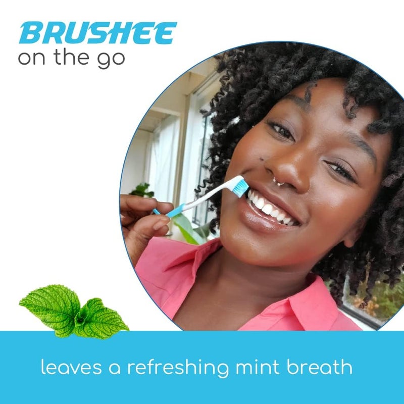 Brushee - The Evolution of Oral Care | 3-in-1 Tool (Pre-Pasted Mini-Brush + Floss + Pick) | Individually Wrapped | Disposable | Prepasted Travel Toothbrushes | Small Adult Toothbrush - (120-Pack) - Image 4