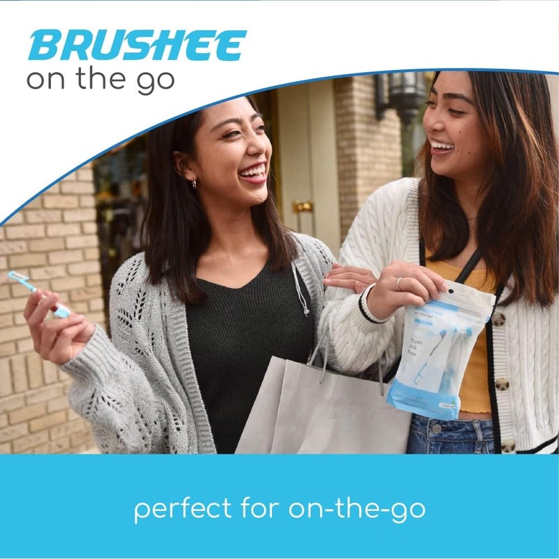 Brushee - The Evolution of Oral Care | 3-in-1 Tool (Pre-Pasted Mini-Brush + Floss + Pick) | Individually Wrapped | Disposable | Prepasted Travel Toothbrushes | Small Adult Toothbrush - (120-Pack) - Image 5