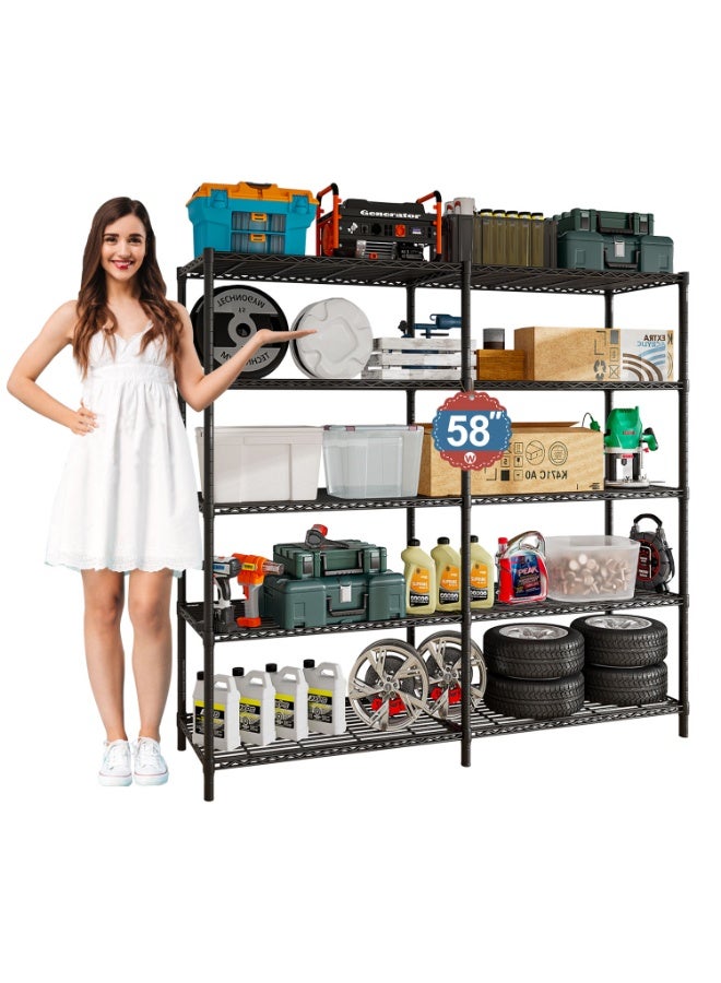 Forthcan Heavy-Duty Storage Shelving Unit 5-Tier Metal Rack Freestanding Kitchen Shelf Basement Garage Organizer 147.3 x 35 x150 cm - Image 1