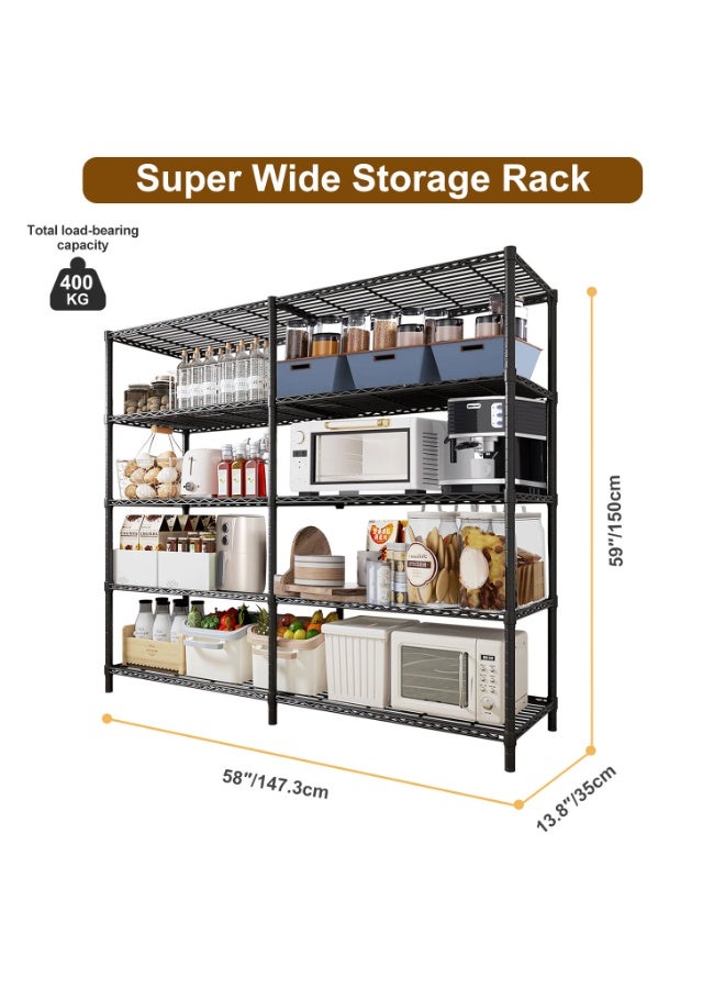 Forthcan Heavy-Duty Storage Shelving Unit 5-Tier Metal Rack Freestanding Kitchen Shelf Basement Garage Organizer 147.3 x 35 x150 cm - Image 3