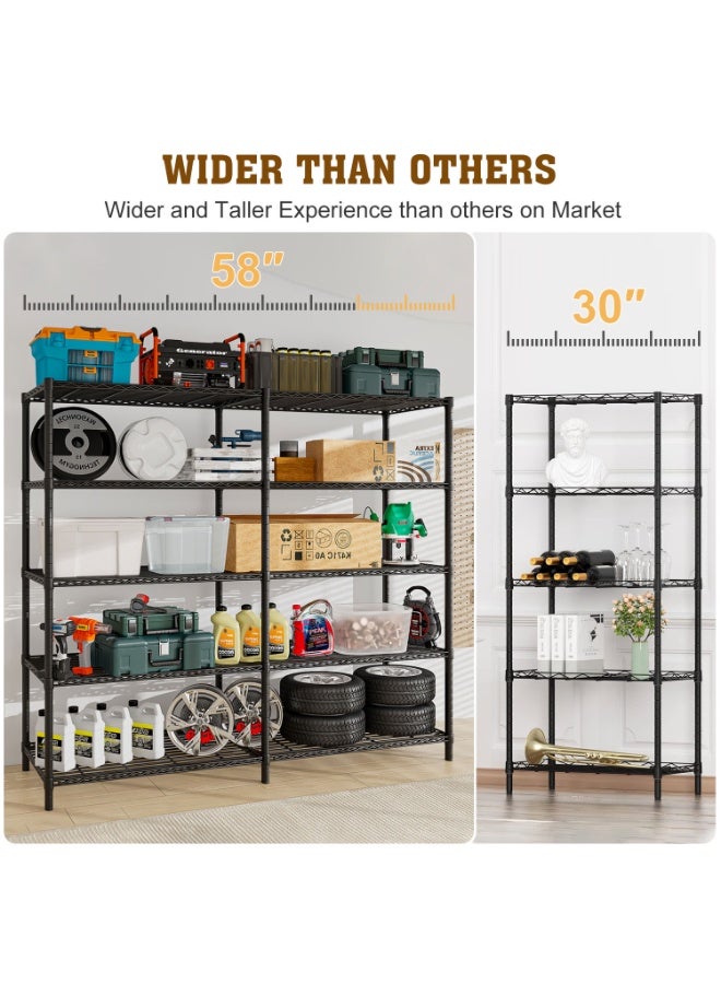 Forthcan Heavy-Duty Storage Shelving Unit 5-Tier Metal Rack Freestanding Kitchen Shelf Basement Garage Organizer 147.3 x 35 x150 cm - Image 4