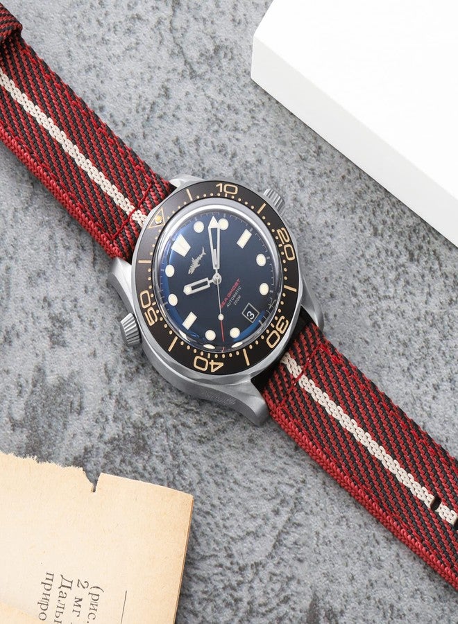 TACTICAL FROG سوار ساعة من النايلون سريع الفك من Tactical Frog مقاس 20 مم و22 مم مع مشبك من الفولاذ المقاوم للصدأ، سوار ساعة من النايلون المقاوم للماء مكون من قطعتين للرجال والنساء (20 مم، أحمر كاكي) - Image 2