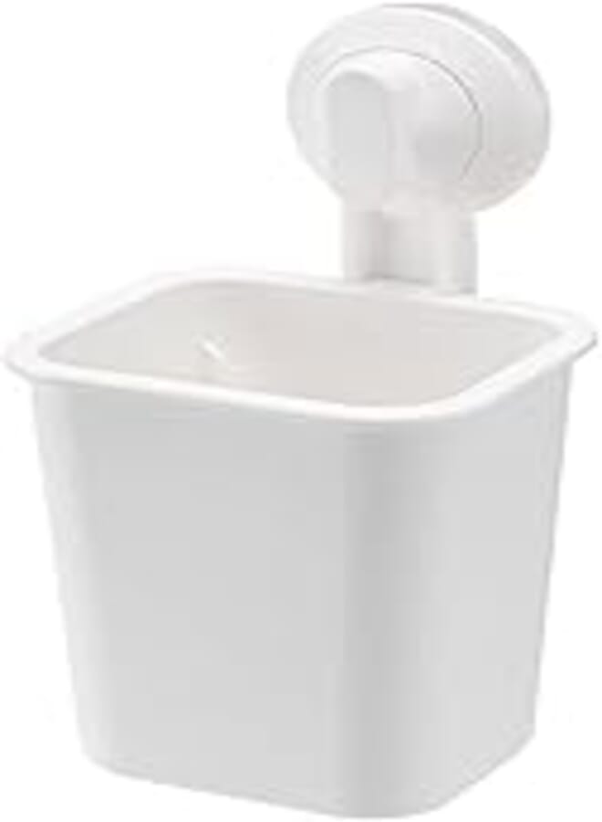 Toothbrush Holder with Suction Cup - White, ABS Plastic, H18cm