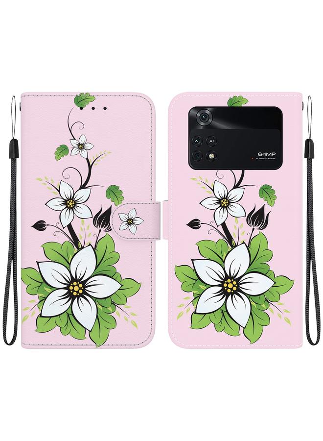 Case For Xiaomi Poco M4 Pro Crystal Texture Colored Drawing Leather Phone Case