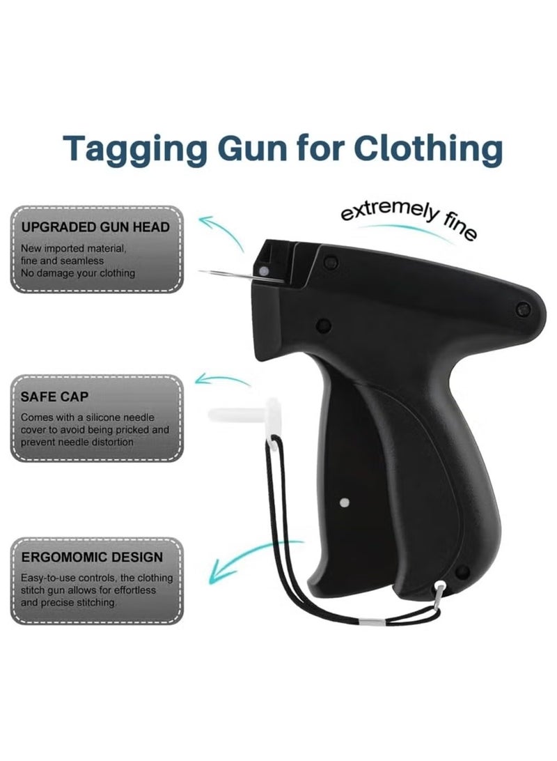 إيليلي مسدس خياطة دقيق مثبت سريع للملابس، مسدس وسم دقيق للملابس مزود بخمس إبر و500 مثبت أسود و500 مثبت أبيض، مسدس خياطة لاصق صغير وسريع وأداة حاشية (أسود) - Image 3