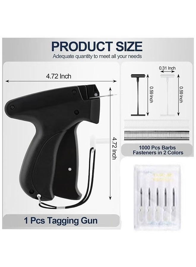 إيليلي مسدس خياطة دقيق مثبت سريع للملابس، مسدس وسم دقيق للملابس مزود بخمس إبر و500 مثبت أسود و500 مثبت أبيض، مسدس خياطة لاصق صغير وسريع وأداة حاشية (أسود) - Image 4