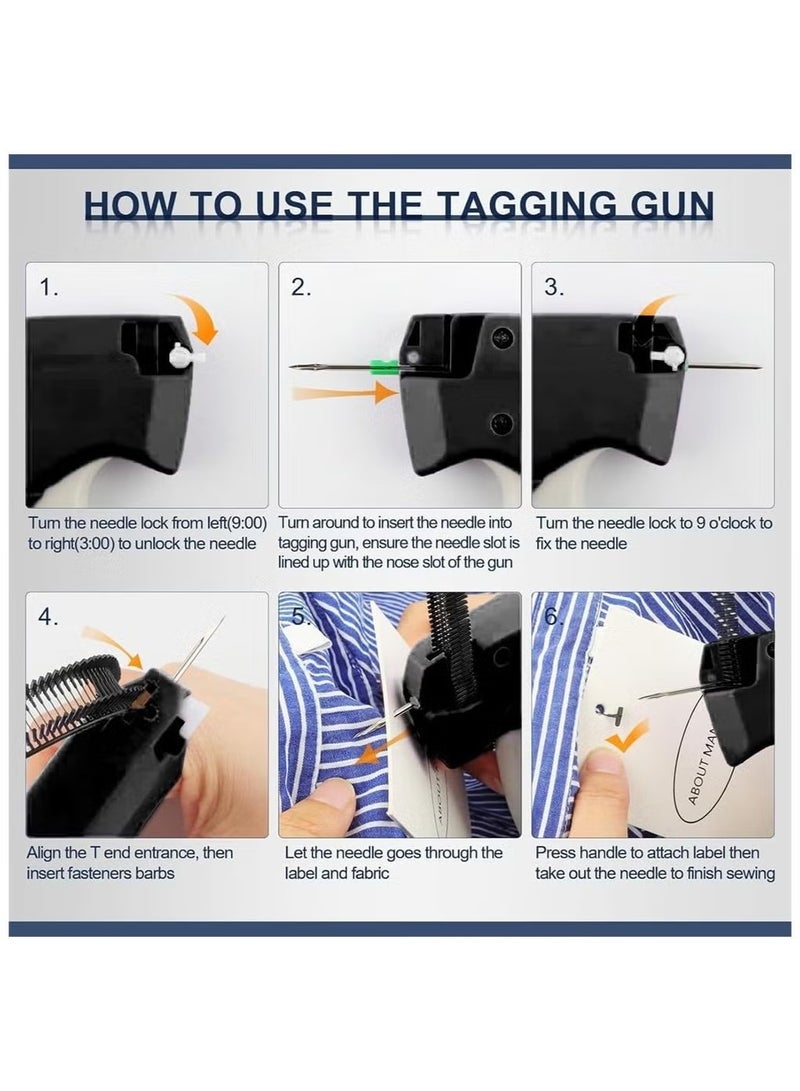 إيليلي مسدس خياطة دقيق مثبت سريع للملابس، مسدس وسم دقيق للملابس مزود بخمس إبر و500 مثبت أسود و500 مثبت أبيض، مسدس خياطة لاصق صغير وسريع وأداة حاشية (أسود) - Image 5