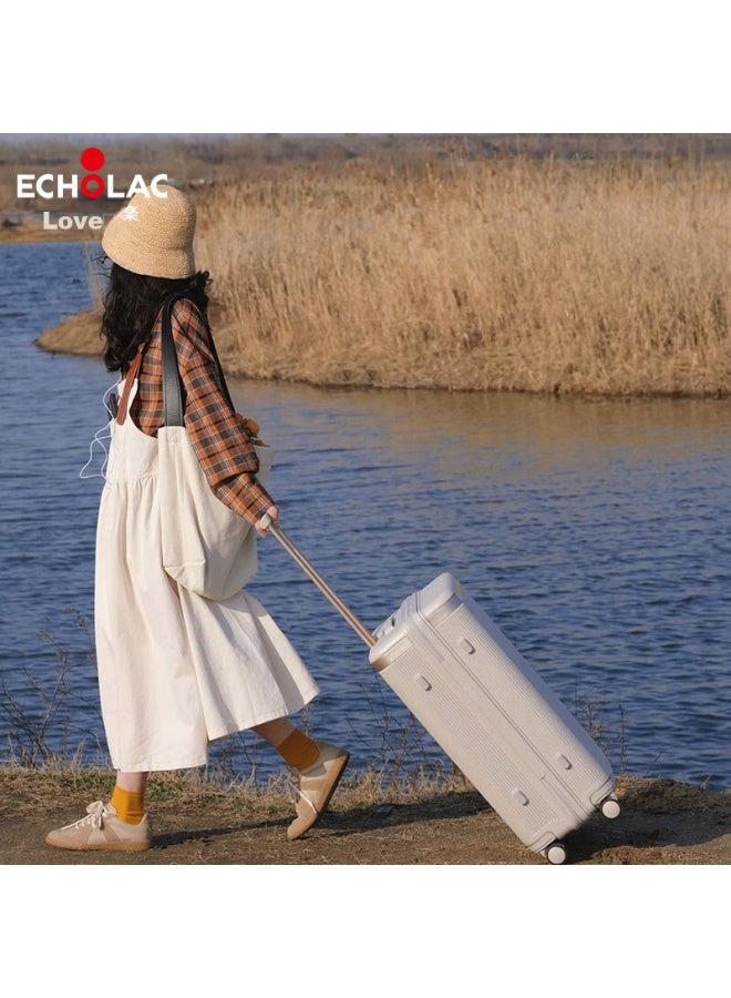 إيكولاك Echolac Celebrity-style حقيبة سفر كبيرة السعة، أمتعة سفر دولية عربة مقاومة للخدش Chao، رمادي شاي بالحليب، 24 بوصة Pc142 - Image 1