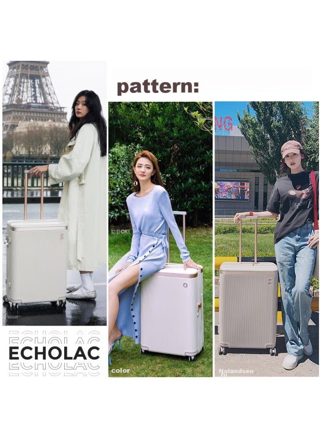 إيكولاك Echolac Celebrity-style حقيبة سفر كبيرة السعة، أمتعة سفر دولية عربة مقاومة للخدش Chao، رمادي شاي بالحليب، 24 بوصة Pc142 - Image 3