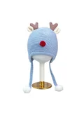 LITTLE SURPRISE BOX Little Surprise Box Blue Baby Antler Knitted Soft Woolen Winter Cap With Tie Up 6-18 Months