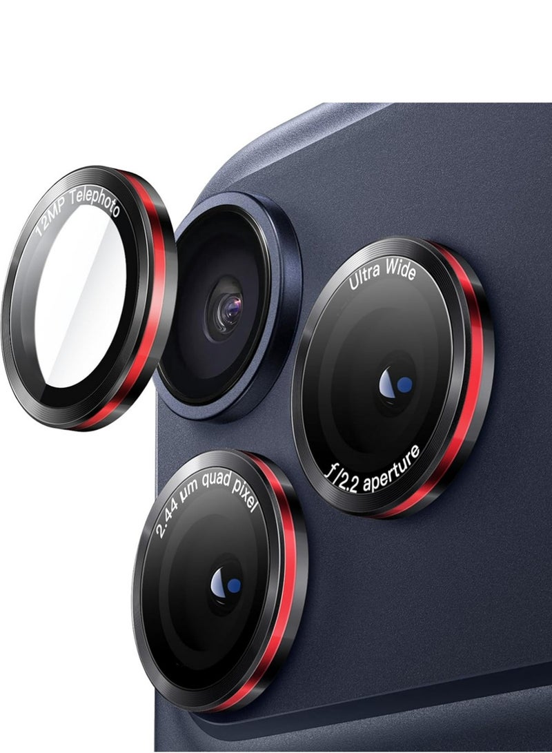 بولوز حماية عدسة الكاميرا لآيفون 17 برو 6.3 بوصة وآيفون 17 برو ماكس 6.9 بوصة، غطاء فردي معدني بحلقة من الزجاج المقسى 9H، ثنائي اللون، حامل تركيب سهل، مجموعة واحدة (أسود + أحمر) - Image 1