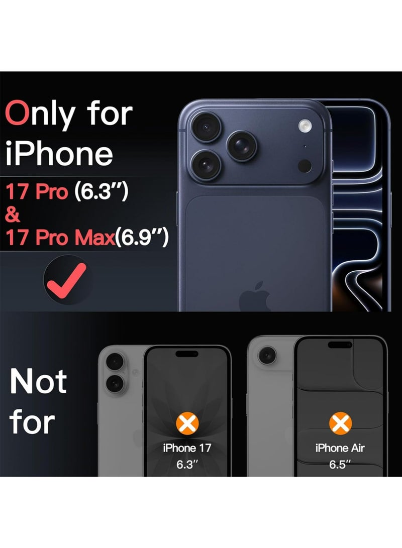 بولوز حماية عدسة الكاميرا لآيفون 17 برو 6.3 بوصة وآيفون 17 برو ماكس 6.9 بوصة، غطاء فردي معدني بحلقة من الزجاج المقسى 9H، ثنائي اللون، حامل تركيب سهل، مجموعة واحدة (أسود + أحمر) - Image 2