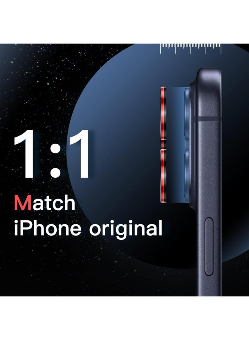 بولوز حماية عدسة الكاميرا لآيفون 17 برو 6.3 بوصة وآيفون 17 برو ماكس 6.9 بوصة، غطاء فردي معدني بحلقة من الزجاج المقسى 9H، ثنائي اللون، حامل تركيب سهل، مجموعة واحدة (أسود + أحمر) - Image 5