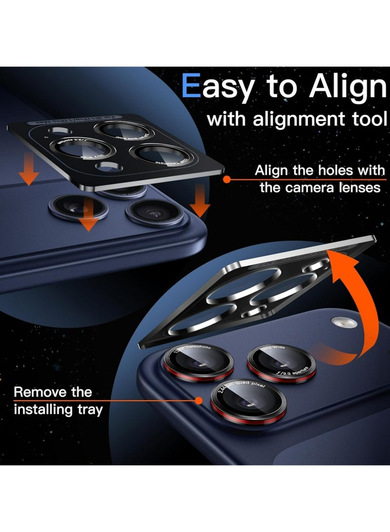 بولوز حماية عدسة الكاميرا لآيفون 17 برو 6.3 بوصة وآيفون 17 برو ماكس 6.9 بوصة، غطاء فردي معدني بحلقة من الزجاج المقسى 9H، ثنائي اللون، حامل تركيب سهل، مجموعة واحدة (أسود + أحمر) - Image 3