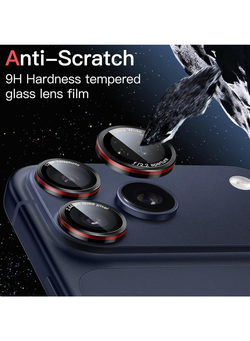 بولوز حماية عدسة الكاميرا لآيفون 17 برو 6.3 بوصة وآيفون 17 برو ماكس 6.9 بوصة، غطاء فردي معدني بحلقة من الزجاج المقسى 9H، ثنائي اللون، حامل تركيب سهل، مجموعة واحدة (أسود + أحمر) - Image 4