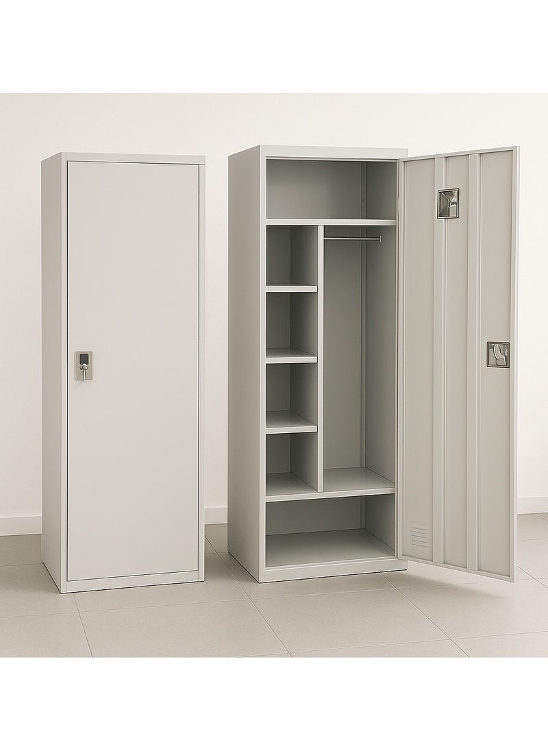 KARNAK One Door Lockable Steel Cabinet with Left Side Shelves Storage and Right Side Clothes Hanger  - Image 2