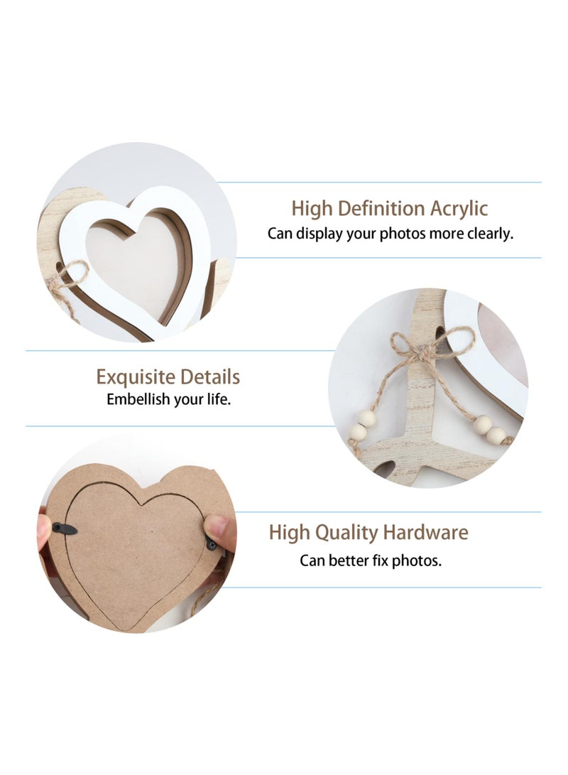 KASTWAVE Heart-Shaped Couple Picture Frame, Personalised Wooden Photo Frames Romantic Frames, Wedding Decorations Gifts for Bride and Groom Tabletop Picture Display Newlywed Anniversary  - Image 3
