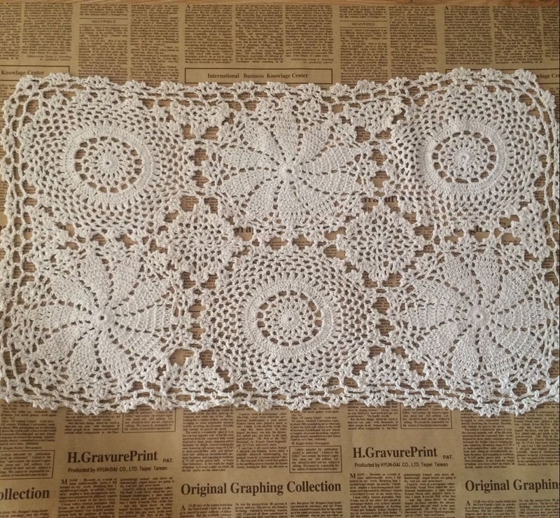 Abreeze Rustic Floral Table Runner Hand Crochet Table Placemats Beige Cotton Table Doilies Runners  2Pc 15.7 Inchx31.5Inch - Image 5