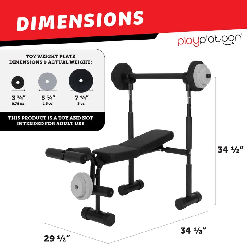 Play Platoon Kids Weight Bench Set - Kids Gym Equipment for Home - Bench Press Weight Sets for Boys - Toddler Gym Set Workout and Exercise Equipment - Ages 3+ - Image 2