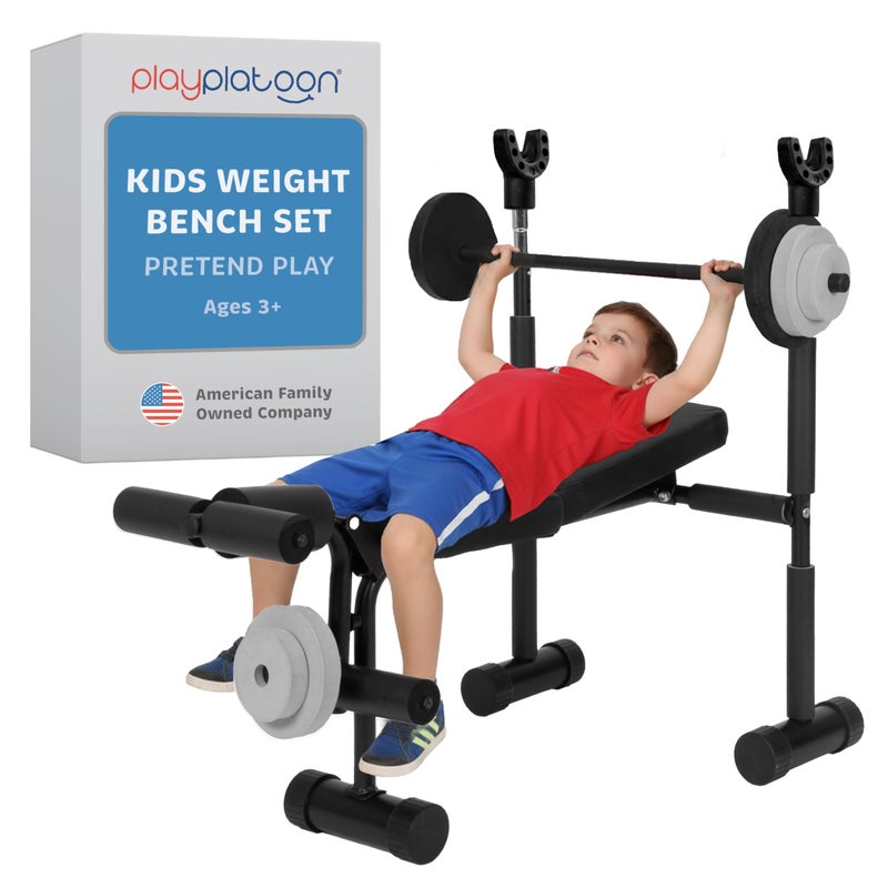 Play Platoon Kids Weight Bench Set - Kids Gym Equipment for Home - Bench Press Weight Sets for Boys - Toddler Gym Set Workout and Exercise Equipment - Ages 3+ - Image 1