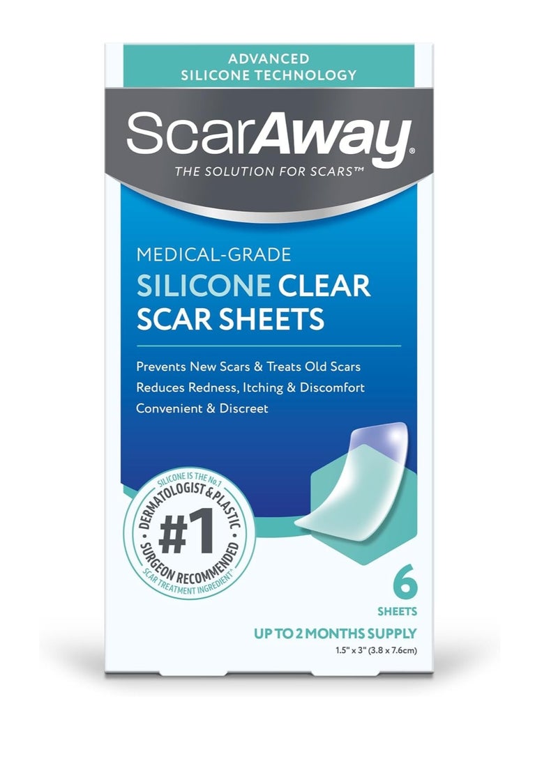 scaraway Clear Silicone Scar Sheets White 6 Count