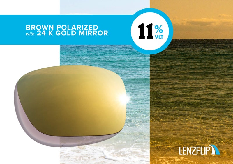 LenzFlip Polarized Replacement Lenses for Oakley Holbrook OO9102 Sunglasses - Crafted in USA - (Brown Polarized with Gold Mirror) - Image 2