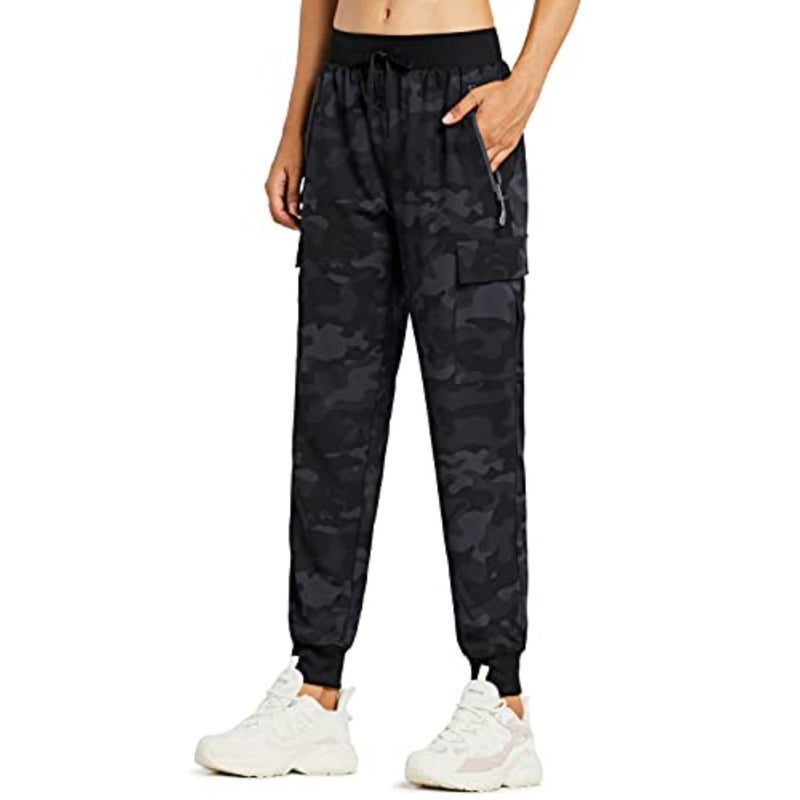Cargo joggers for hiking and athletic wear, lightweight quick-dry polyester blend, olive green, with functional pockets and stretch comfort - Image 1