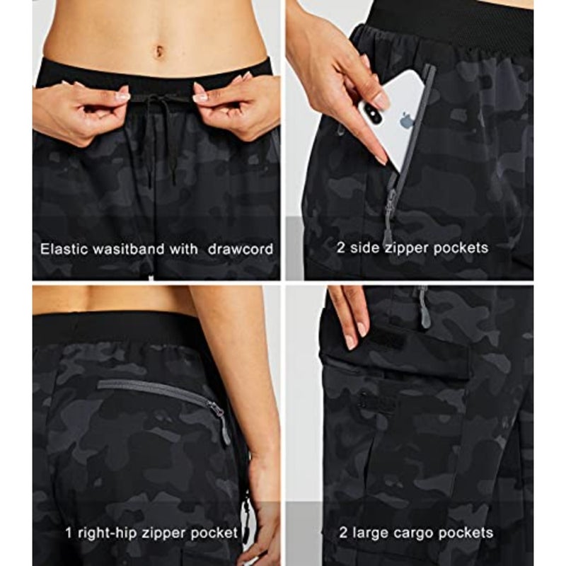 Cargo joggers for hiking and athletic wear, lightweight quick-dry polyester blend, olive green, with functional pockets and stretch comfort - Image 5