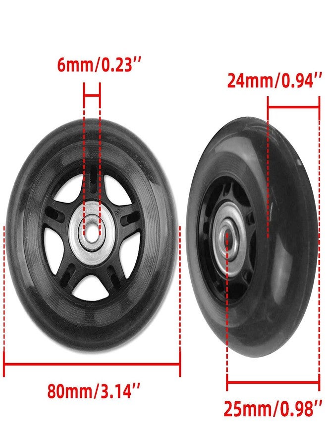 Miayaya Luggage Suitcase Wheels Replacement Kits 80mm x 24mm Universal Rubber Swivel Two Conner Angle Wheel Trolley Casters Bearings Tools Carry-On Garment Bag Hard Case Repair Set Quietness Durable - Image 3