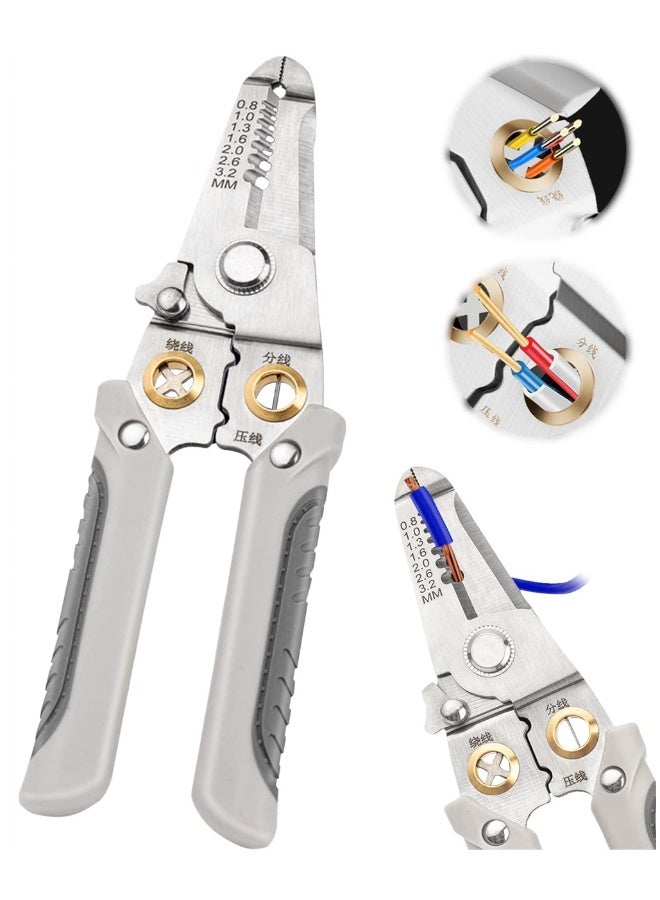 Multifunction Wire Stripper, 6 in 1 Special Wire Stripper Tool for Electrician, Stainless Steel Wire Stripper, Multifunction Wire Pliers for Stripping Cutting Electric Cable Stripper Crimping  - Image 1