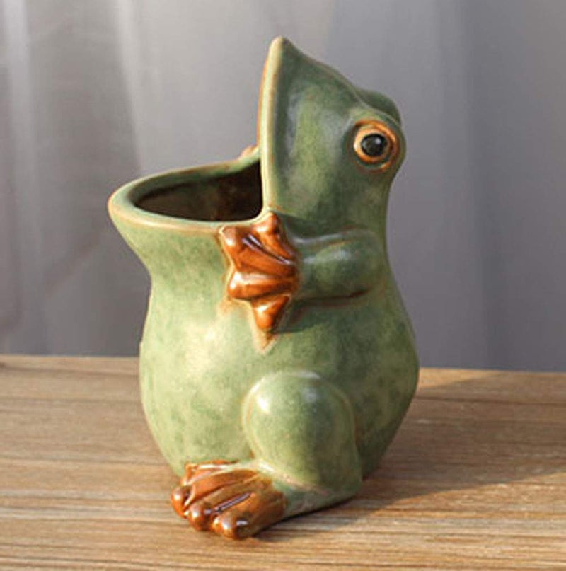 MONMOB Ceramic Frog Shaped Plant Pot Bonsai Flower Pot ucculent Planter Multipurpose Pot Garden Outdoor Decor Outdoor Planter Plants Patio Balcony Yard Lawn Ornament Gifts for Women(4.3") - Image 2