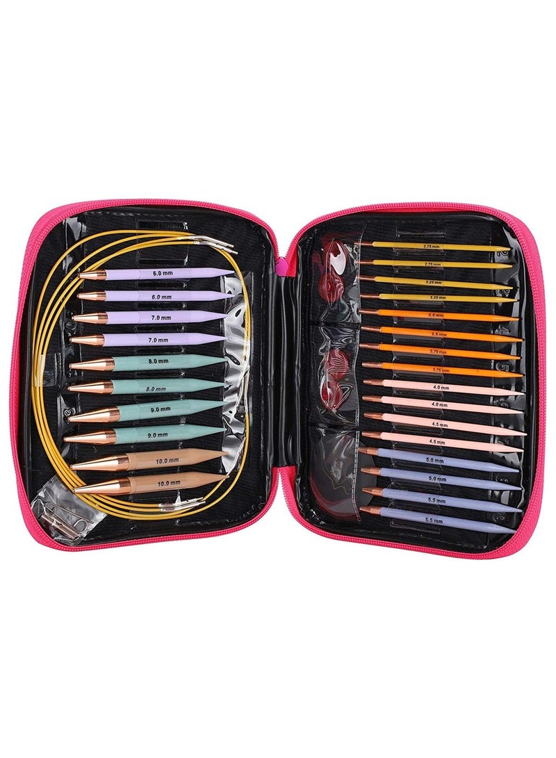 Interchangeable Knitting Needles Set 13 Pairs, Circular Knitting Needles with 2.75mm-10mm - Image 1