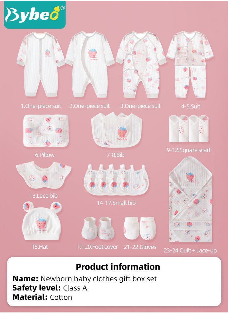 Bybeo - 24PCS Newborn Baby Gift Set, Newborn Layette Gift Set for Boys and Girls, Babies Essential Clothes Accessories with Baby Blanket, 100% Premium Cotton,  for Spring Summer Autumn Winter Four Seasons - Image 1
