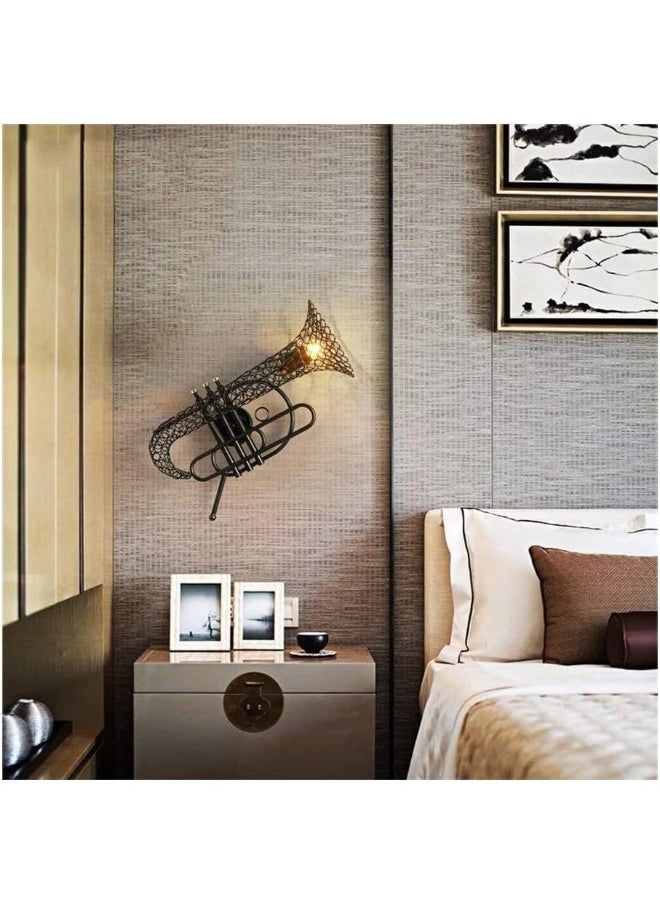 Generic Industrial Retro Metal Wall Light Fixture Creative Saxophone Iron Sconce Wall Lamp E27 1-Light Indoor Home Lighting for home decoration, restaurant, bar, hotel  - Image 2
