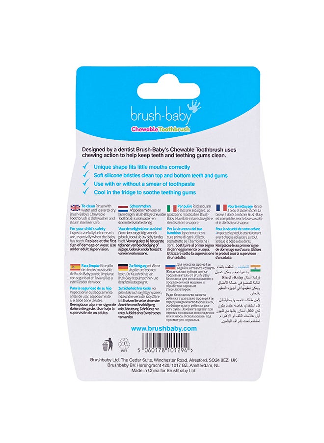 brush-baby فرشاة أسنان ناعمة قابلة للمضغ للأطفال والرضع | المرحلة 2 الأسنان الأولى - التسنين | مناسبة من 10-36 شهرًا | تنظف برفق أسنان الأطفال وتخفف من آلام اللثة | لون أزرق، عبوة من 2 - Image 2