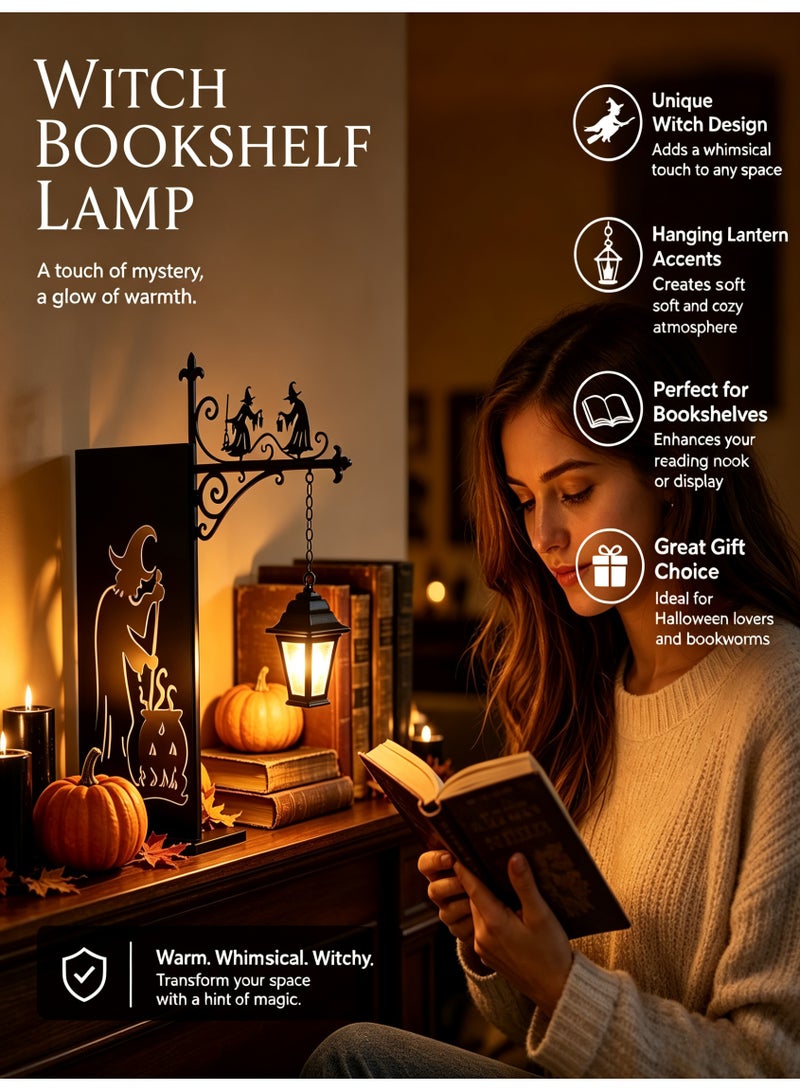 فانوس رف كتب مزخرف بتصميم ساحرة، مصباح LED كهرماني دافئ لزاوية الكتب - Image 5