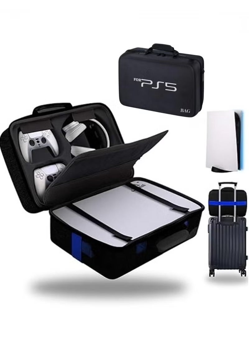 Saudi Select New World Storage Bag for PlayStation 5, PlayStation 5 Travel Bag, Carrying Case for PlayStation 5, Waterproof Shoulder Bag for PlayStation 5 with Storage Compartment on Both Sides - Black, Black, Bags - Image 1