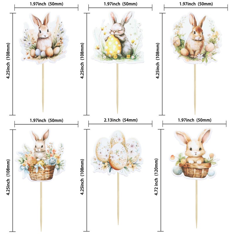 Ephlyn 36 Pcs Cupcake Toppers - Happy Easter & Spring Birthday Cake Decorations - Image 3