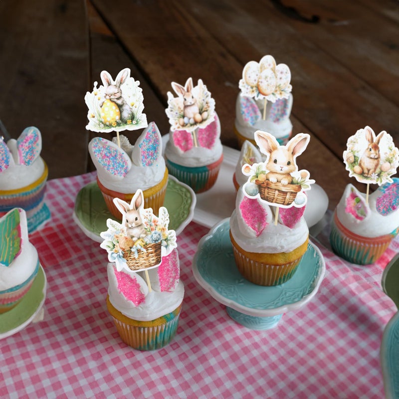 Ephlyn 36 Pcs Cupcake Toppers - Happy Easter & Spring Birthday Cake Decorations - Image 5