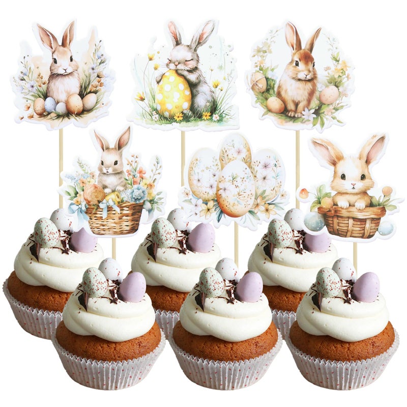 Ephlyn 36 Pcs Cupcake Toppers - Happy Easter & Spring Birthday Cake Decorations - Image 1