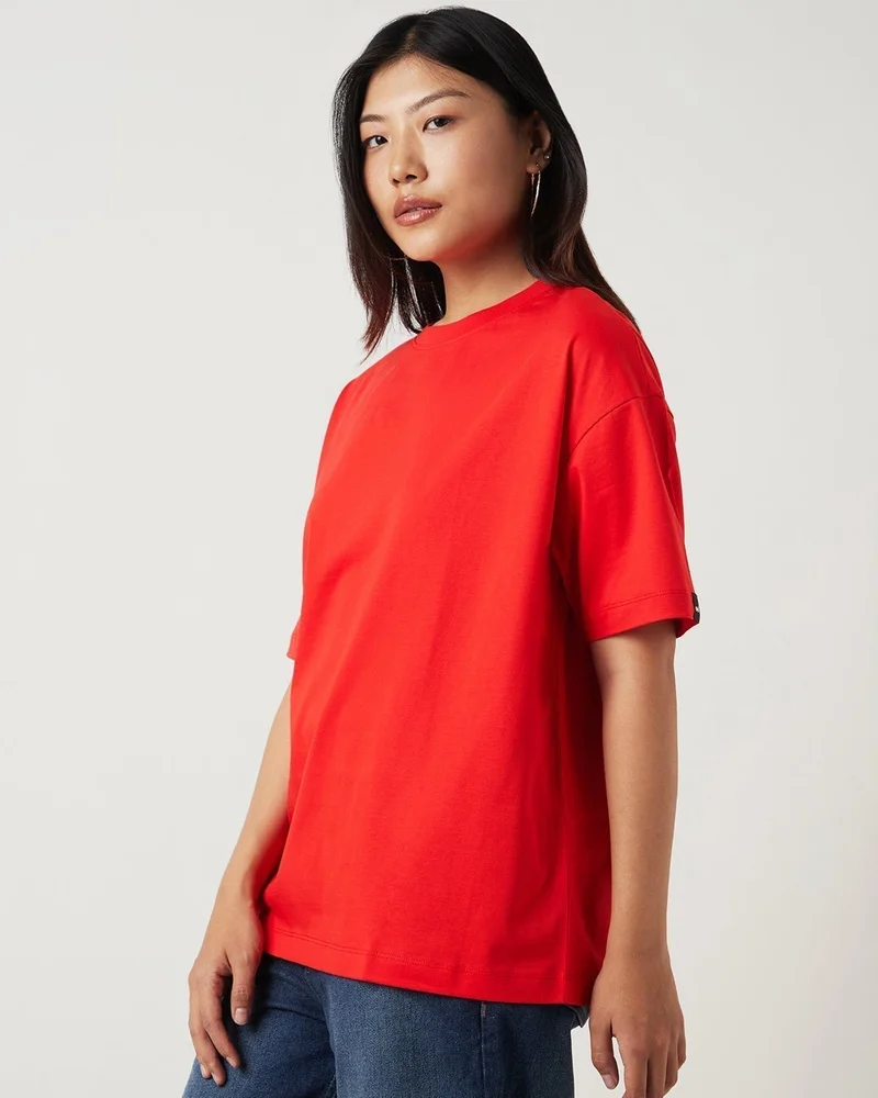 bewakoof Women's Fiesta Red Oversized T-shirt