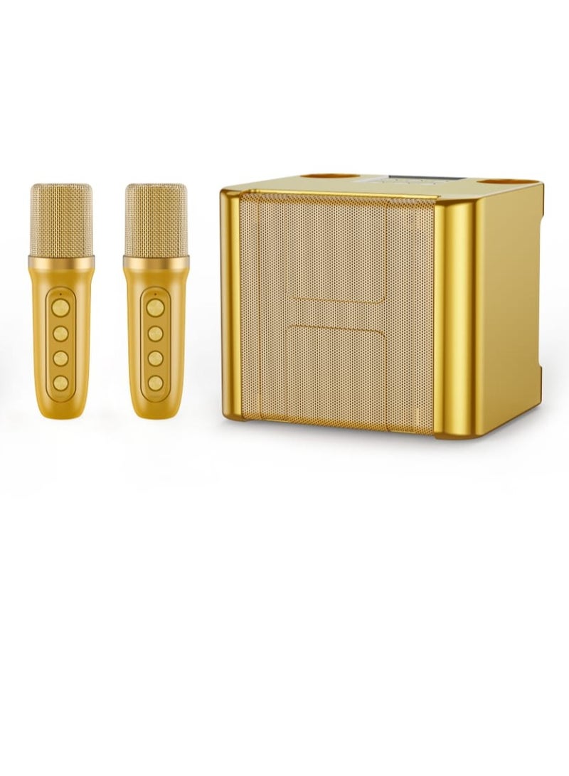 Wireless Karaoke Speaker With Two Wireless Microphones Gold