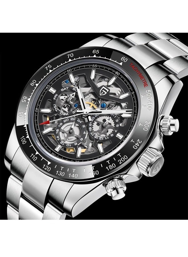 PAGANI DESIGN Men's Automatic Mechanical Watches, Stainless Steel 40MM Frame, Sapphire Glass Surface, Stainless Steel Strap, Fashion Casual Business Watches PD1777 Black  - Image 2