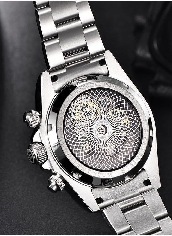 PAGANI DESIGN Men's Automatic Mechanical Watches, Stainless Steel 40MM Frame, Sapphire Glass Surface, Stainless Steel Strap, Fashion Casual Business Watches PD1777 Black  - Image 5