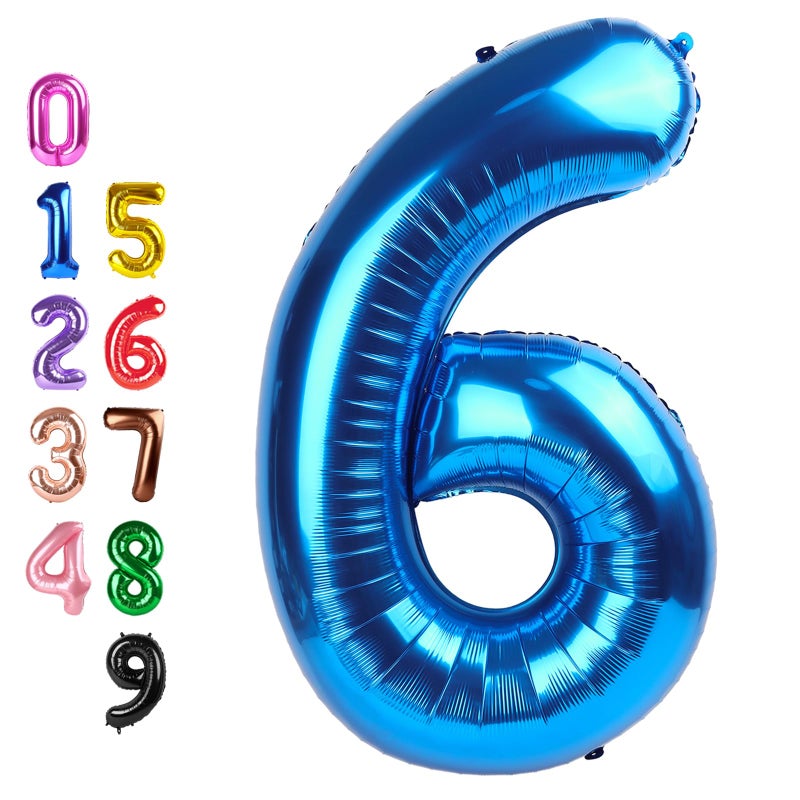 Enyeopd Dark Blue Number 6 Balloon Balloons, Happy Birthday Decoration for 6th, 40 Inch Six Number Balloons for 6, 16, 26, 60, 2026 Wedding Anniversaries Singles Party, 2026 New Years Eve Party - Image 1