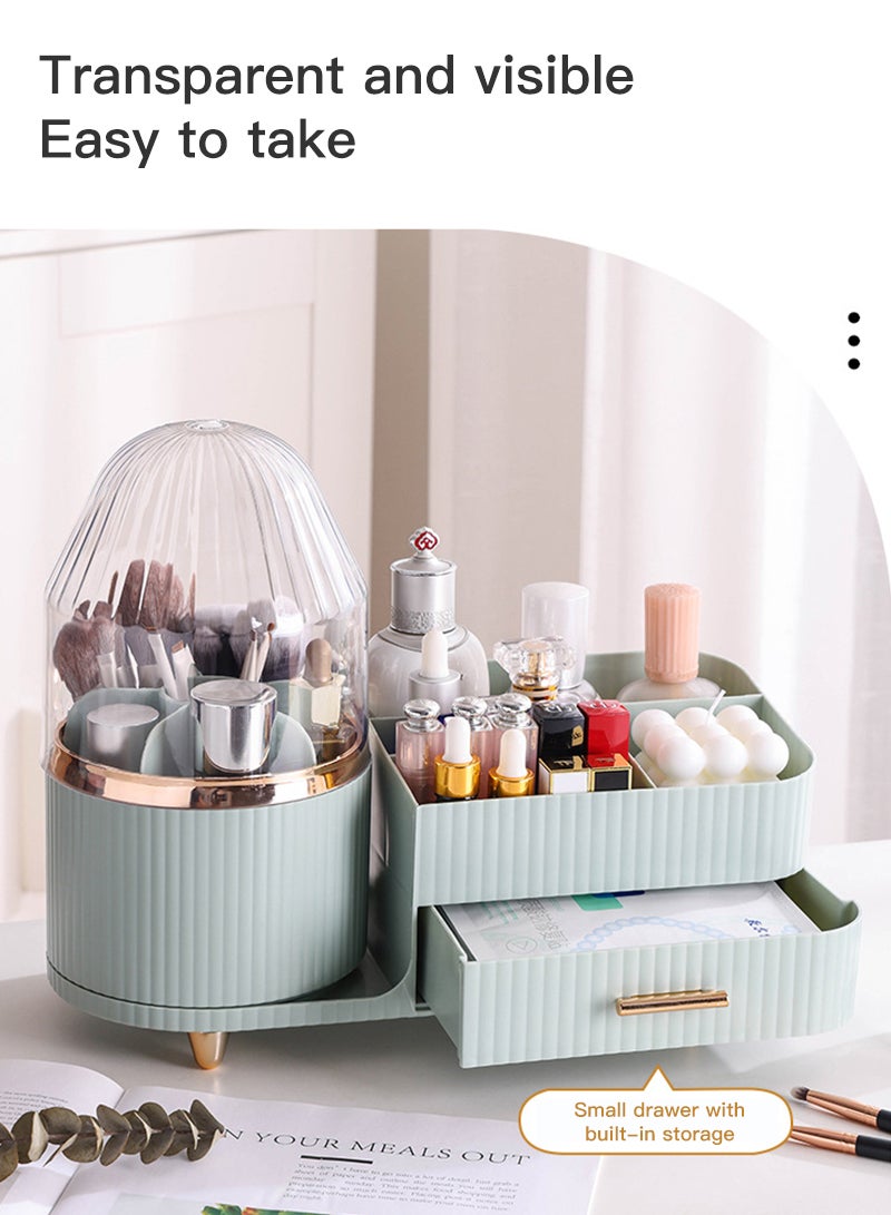 Sharpdo 360° Rotatable, Cosmetics Storage Box Storage Rack with Dustproof Cover 34*15.5*28CM - Image 4