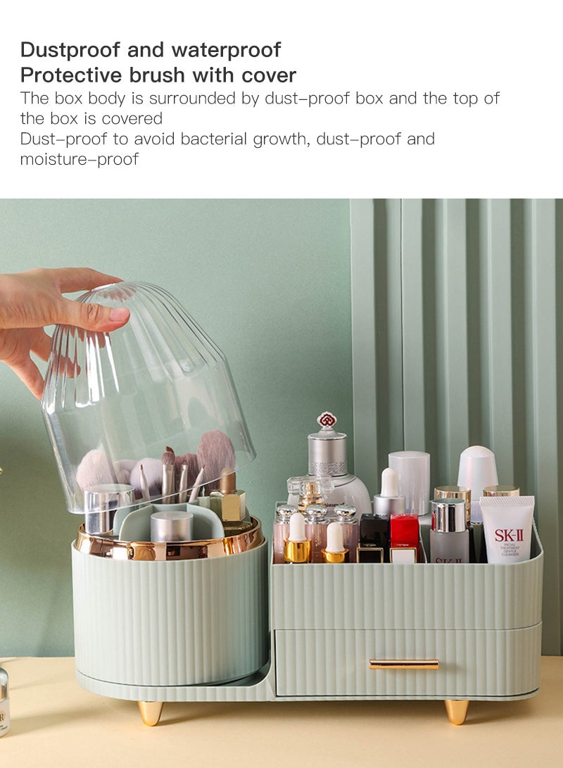 Sharpdo 360° Rotatable, Cosmetics Storage Box Storage Rack with Dustproof Cover 34*15.5*28CM - Image 5