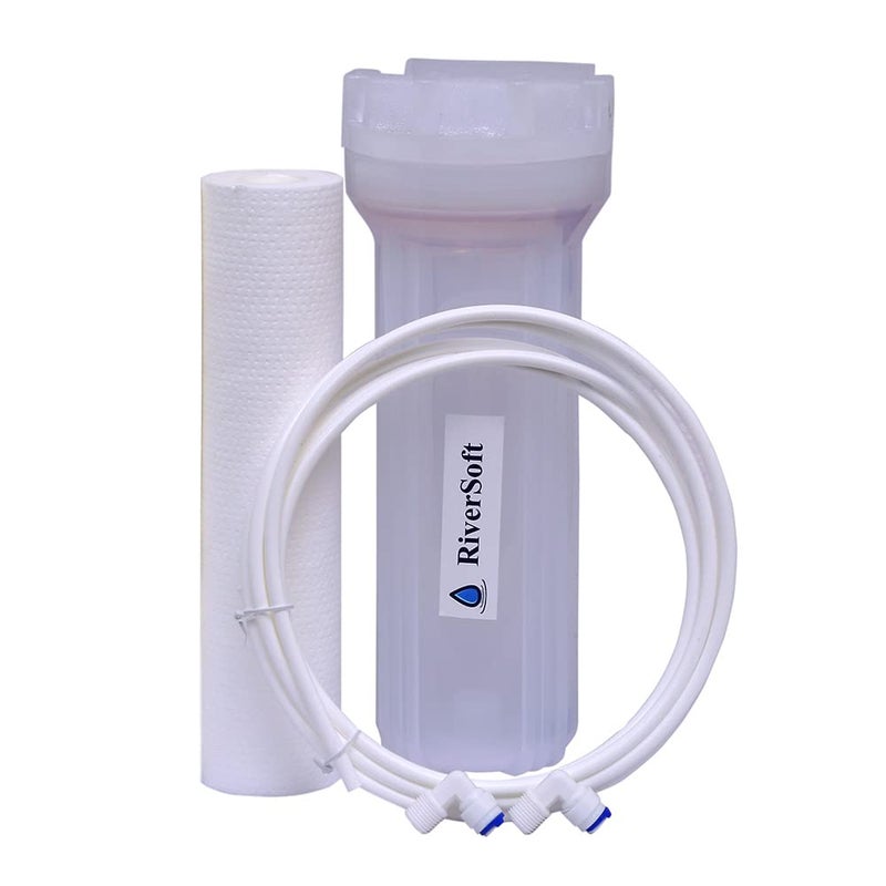 RiverSoft PreRO-in-STR RO prefilter semi-Transparent housing with inbuilt mounting clamp (Semi-Transparent, PP) (PF Assembly with 1 Spun) - Image 2