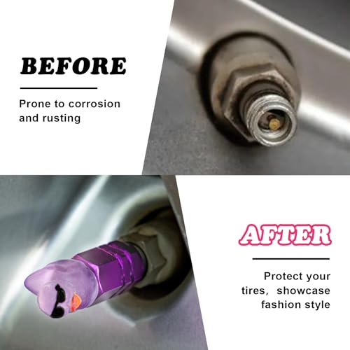 Rislobx 4Pcs Duck Tire Valve Stem Caps - Funny Sunglasses Covers for Wheels, Decorative Cute Car Accessories (Hexagon Purple) - Image 2